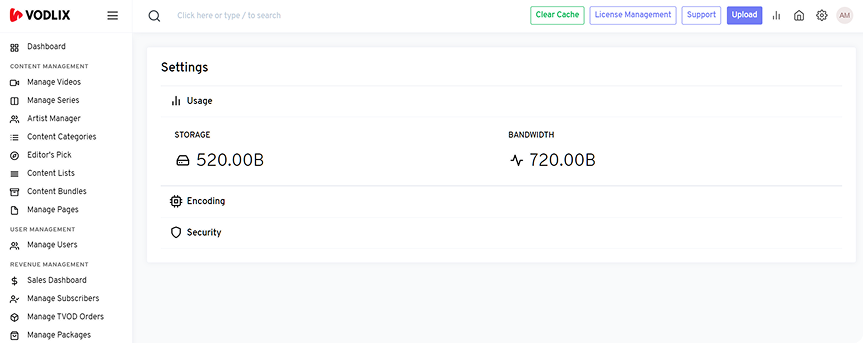 Space & Bandwidth Details
